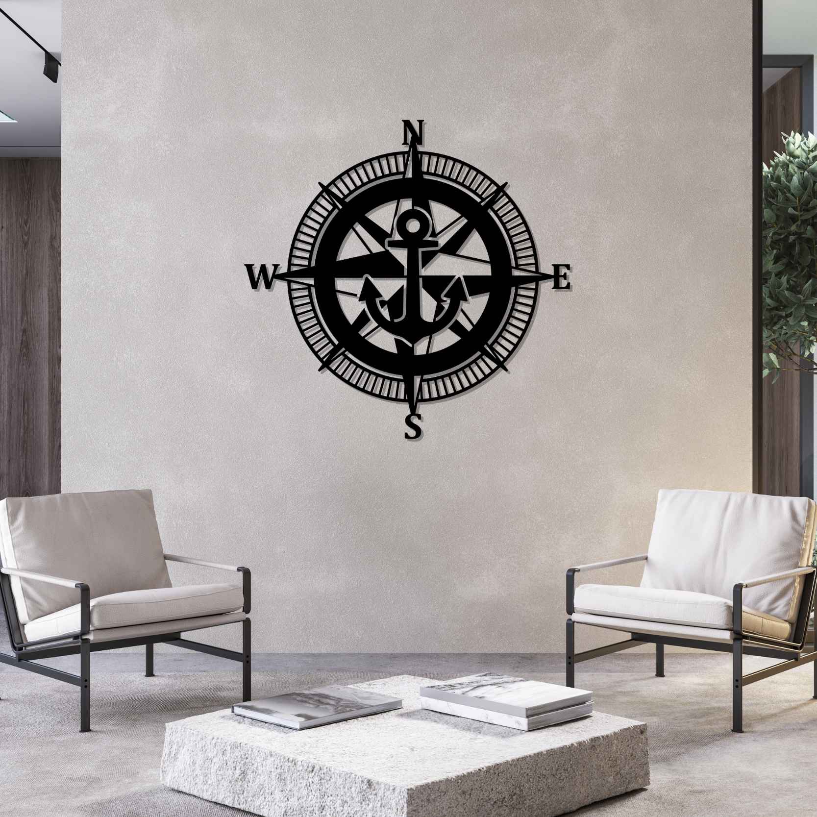 Compass Star Silhouette Metal Wall Art – Ocean Silhouettes