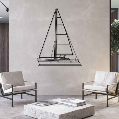 Oceanis 393 Front Silhouette Metal Wall Art