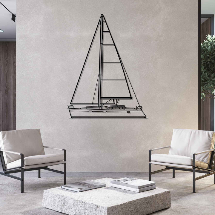 Oceanis 393 Front Silhouette Metal Wall Art