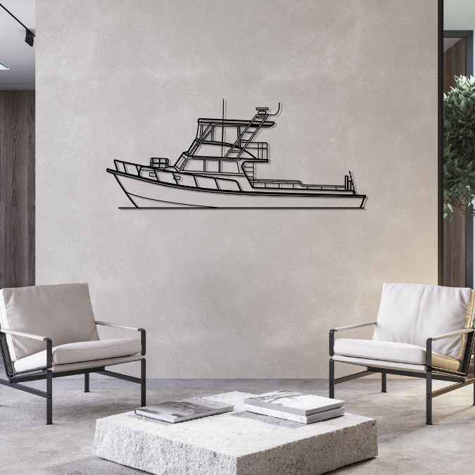 50ft Dive Boat 2003 Silhouette Metal Wall Art