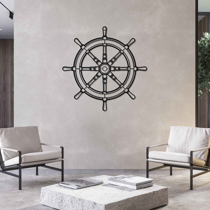 RMS Titanic Wheel Silhouette Metal Wall Art