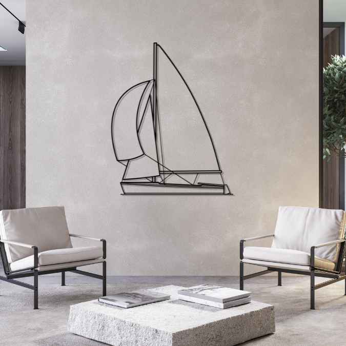 19 Sailboat Front Silhouette Metal Wall Art