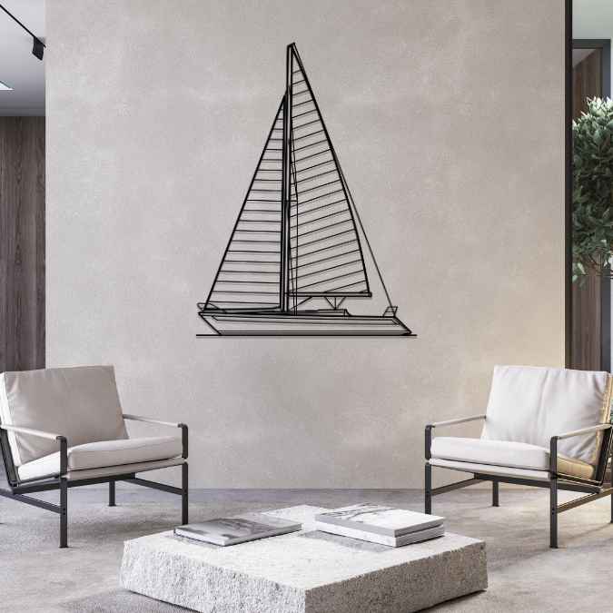 42 Sailboat Front Silhouette Metal Wall Art