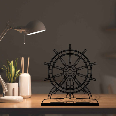 USS Constitution Wheel Metal Art Stand