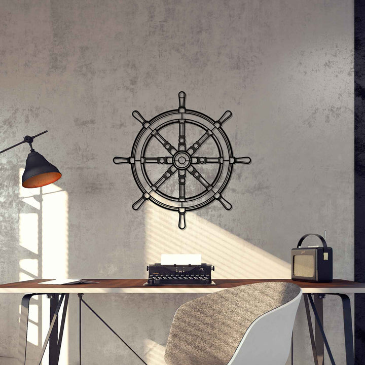 RMS Titanic Wheel Silhouette Metal Wall Art