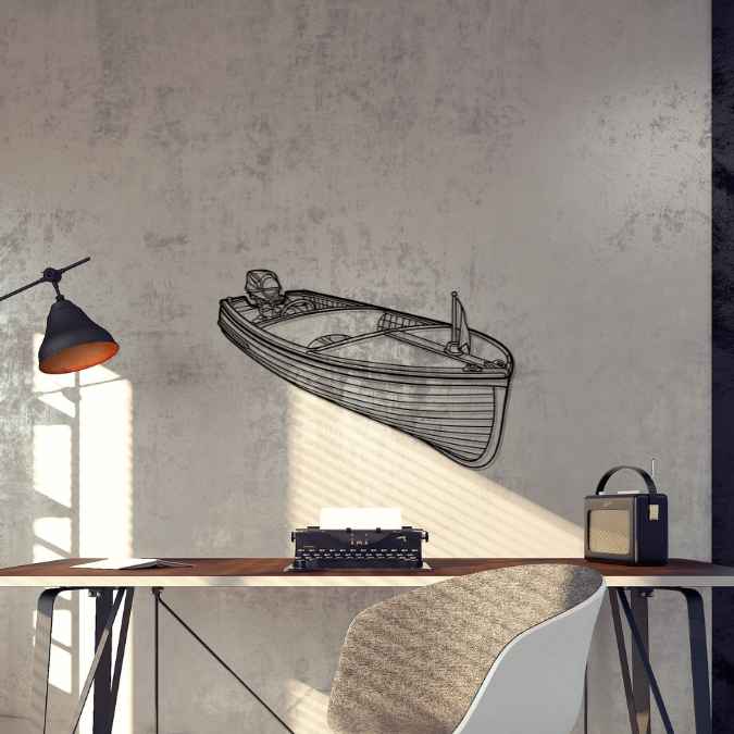 Runabout 1954 Angle Silhouette Metal Wall Art