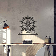 USS Constitution Wheel Silhouette Metal Wall Art