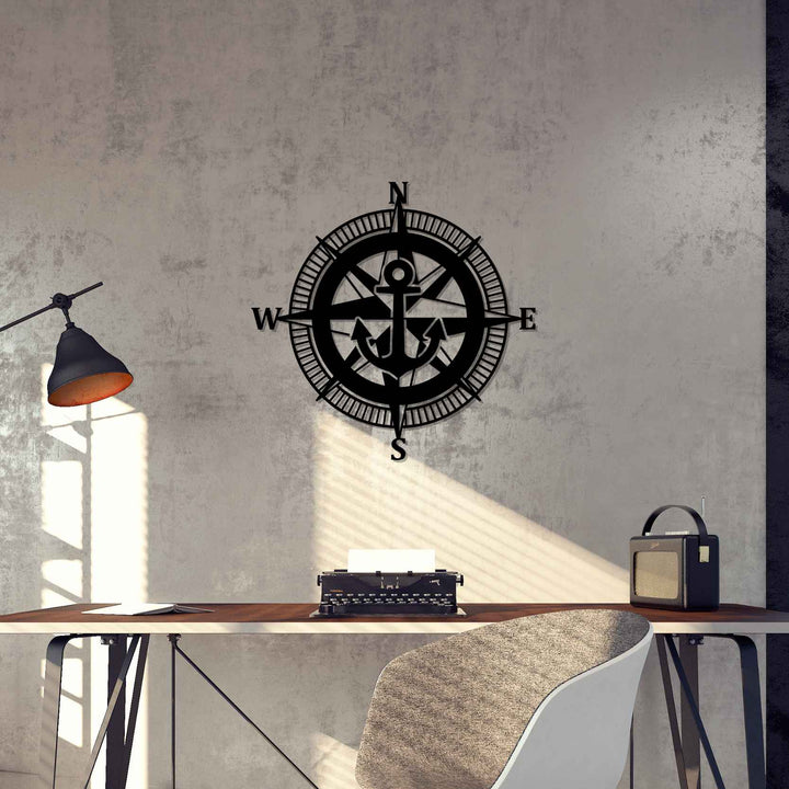 Compass Star Silhouette Metal Wall Art