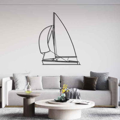 19 Sailboat Front Silhouette Metal Wall Art