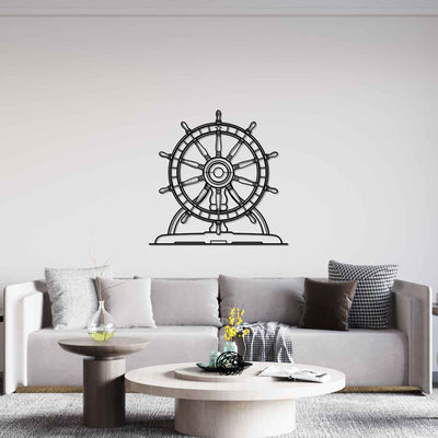 USS Constitution Wheel Silhouette Metal Wall Art