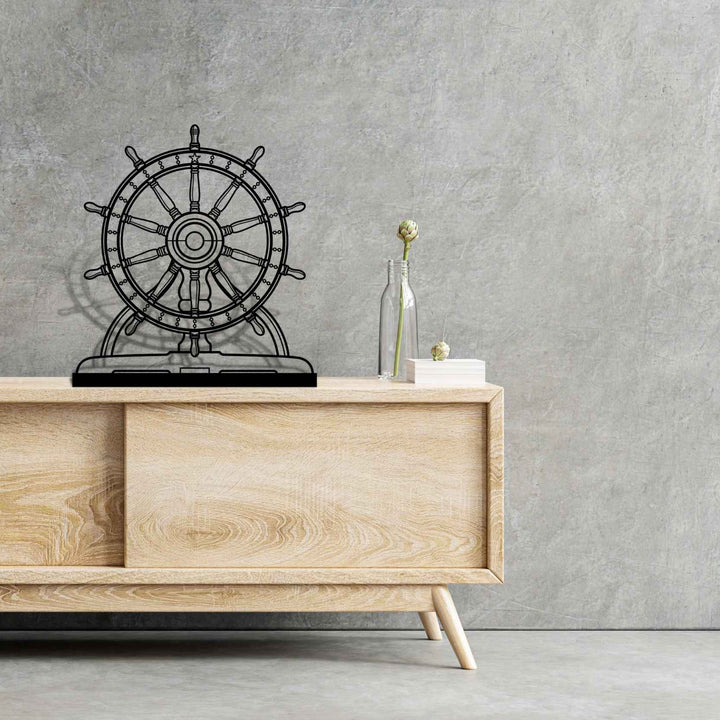 USS Constitution Wheel Metal Art Stand