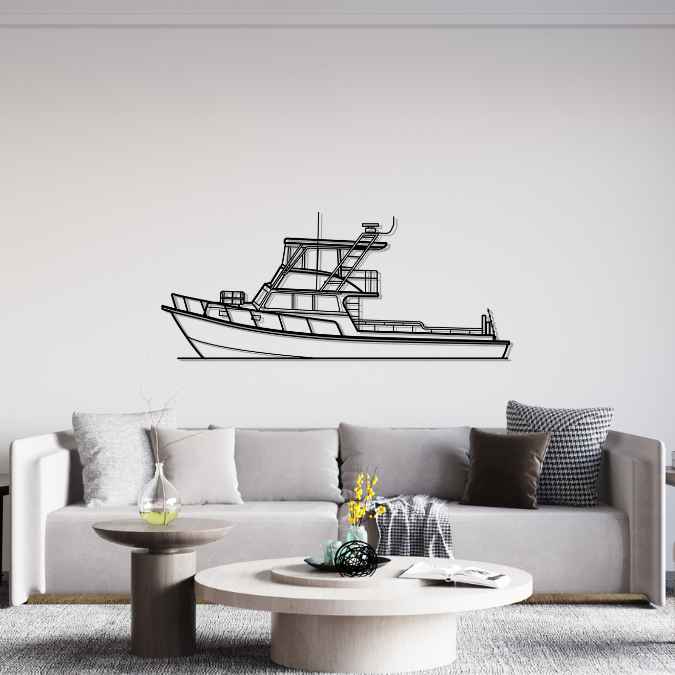 50ft Dive Boat 2003 Silhouette Metal Wall Art