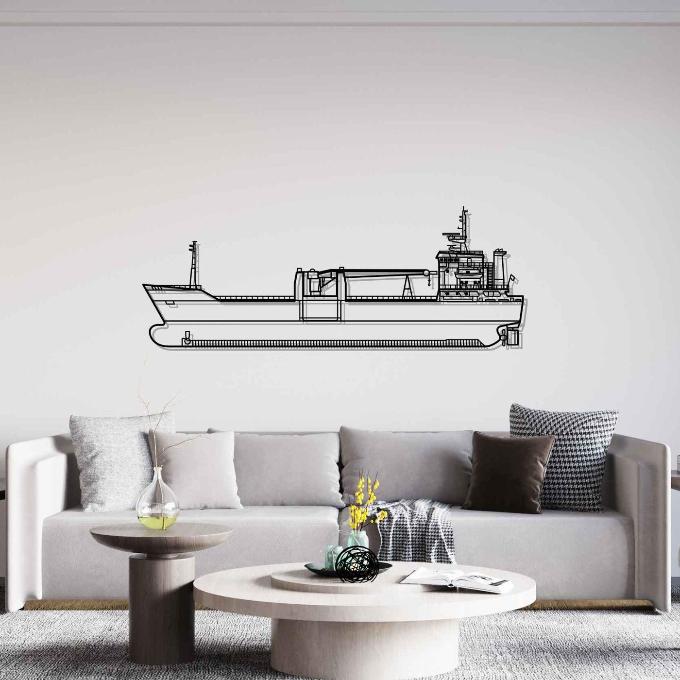 Cargo Ship Silhouette Metal Wall Art