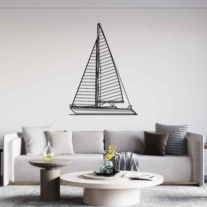 42 Sailboat Front Silhouette Metal Wall Art