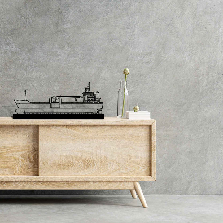 Cargo Ship Silhouette Metal Art Stand