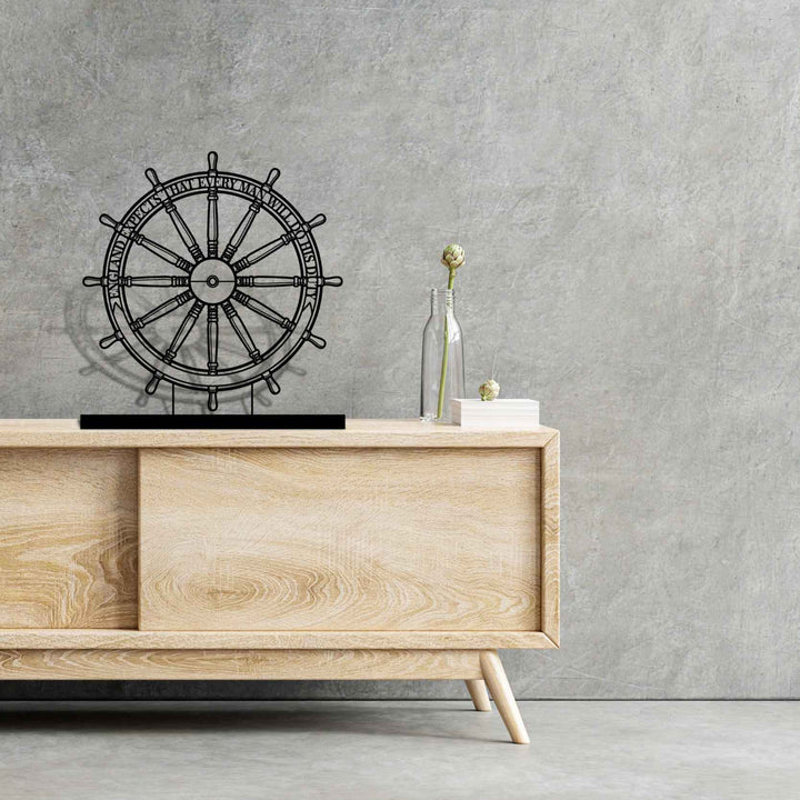 HMS Victory Wheel Metal Art Stand