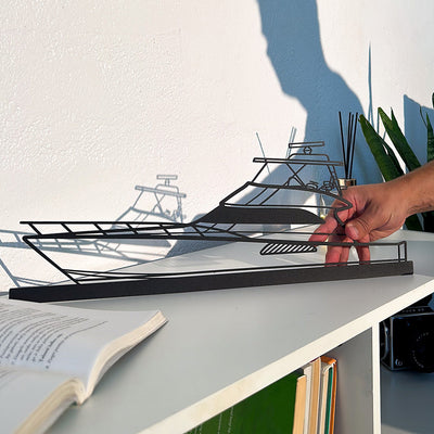 Houseboat Silhouette Metal Art Stand